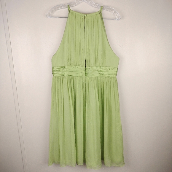 Vintage Maggy London Crepe Silk Overlay High Cut Neckline Midi Dress Sz. 14 - Picture 8 of 12